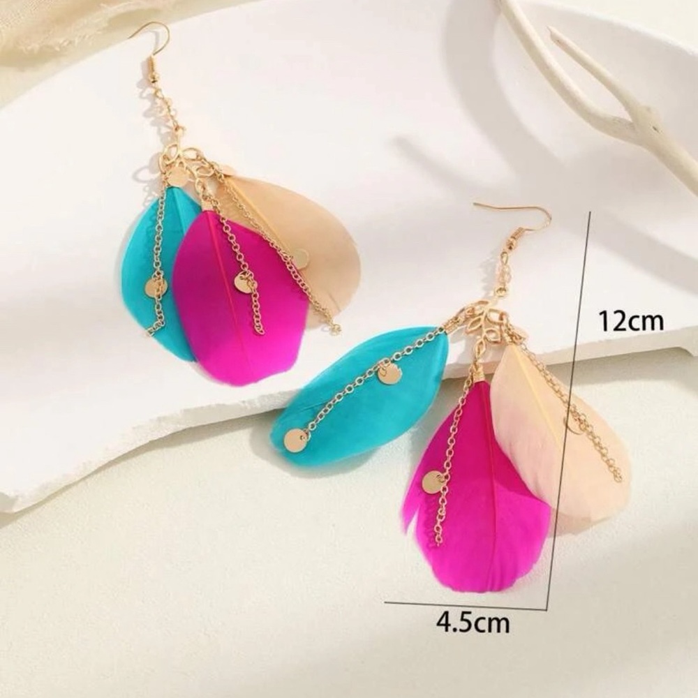 Feather Bling Statement Earrings - Picture 4 of 5